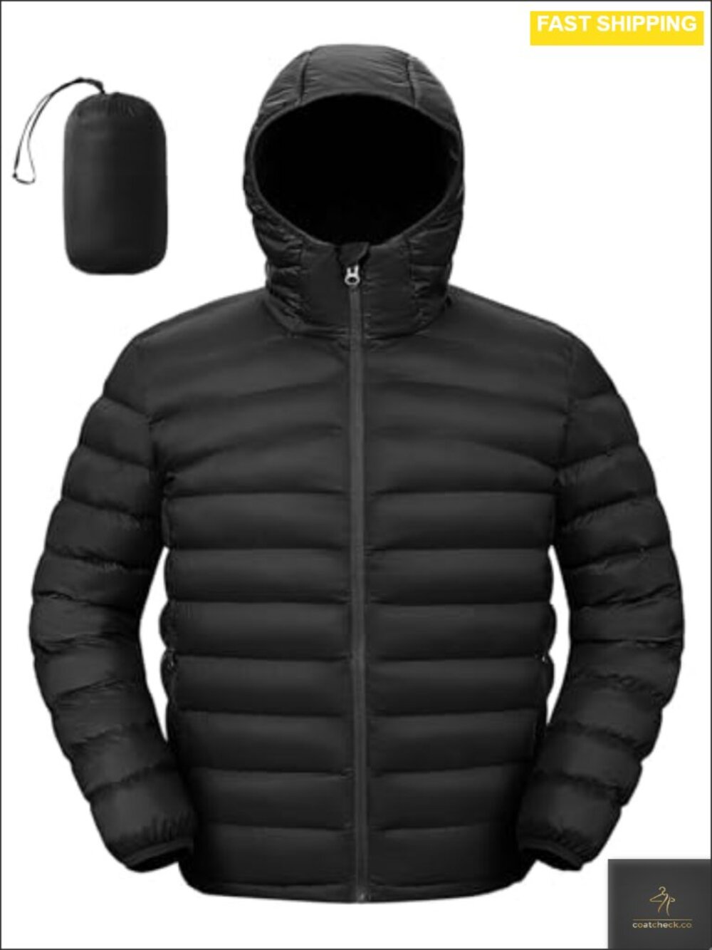 Men's Packable Puffer Jacket Quilted Hooded Water Resistant